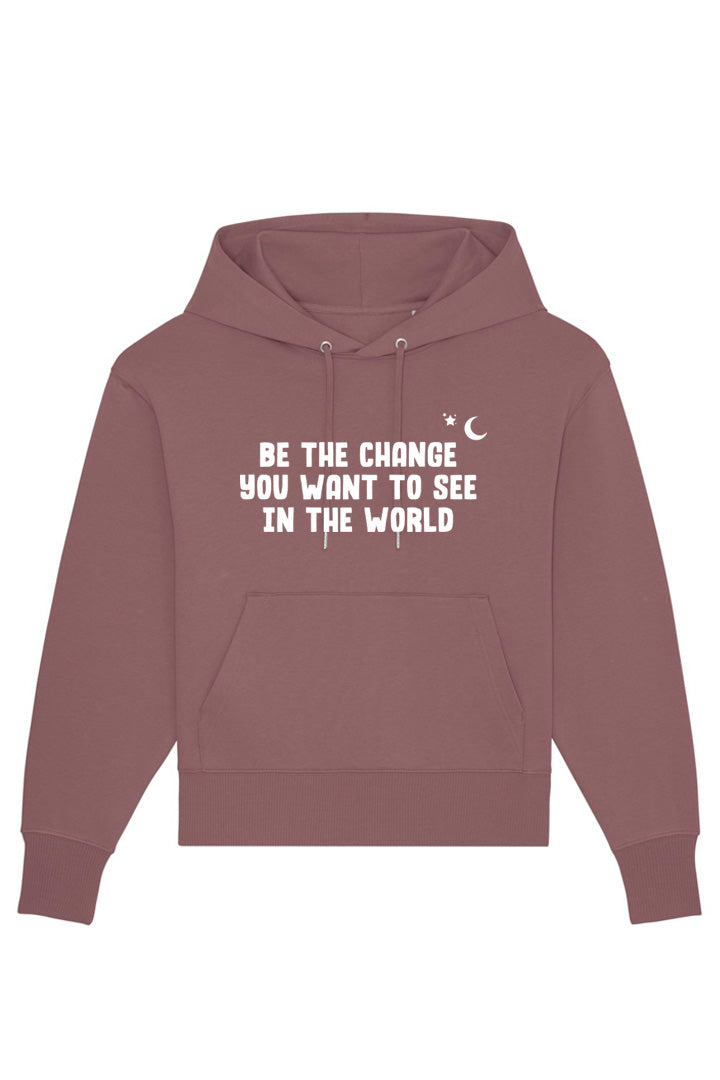 Oversized BE THE CHANGE Hoodie Kaffa Coffee