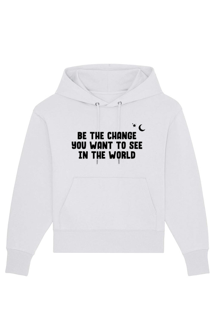 Oversized BE THE CHANGE Hoodie White