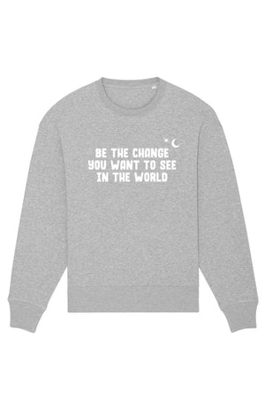 Oversized BE THE CHANGE Sweatshirt Heather Grey