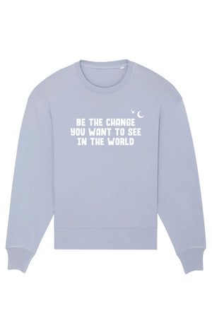 Oversized BE THE CHANGE Sweatshirt Serene Blue