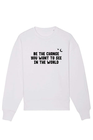 Oversized BE THE CHANGE Sweatshirt Serene Blue