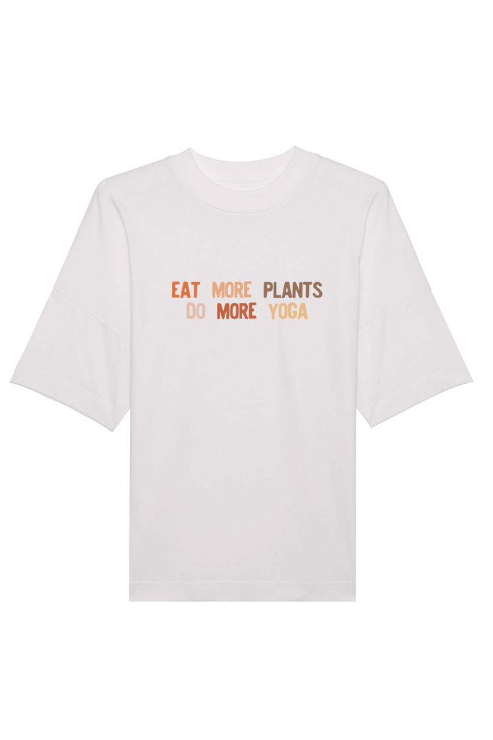 Oversized EAT MORE PLANTS T-Shirt weiß